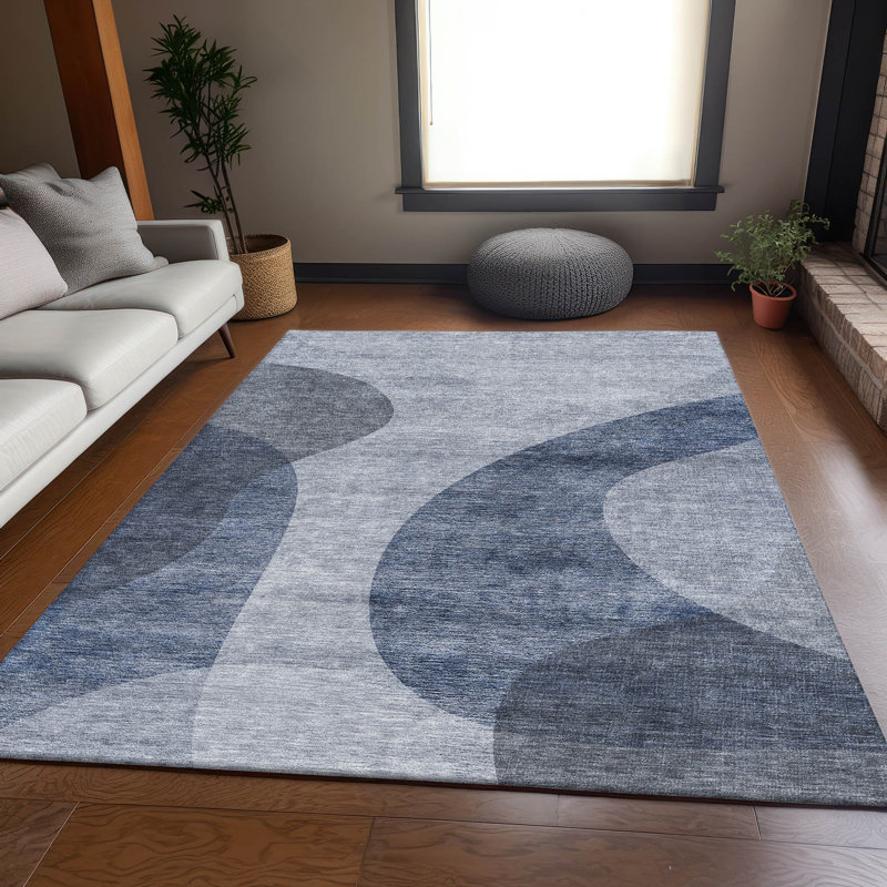 Premium Machine Washable Arnette Blue Rug, Rectangle 5' x 7'6"