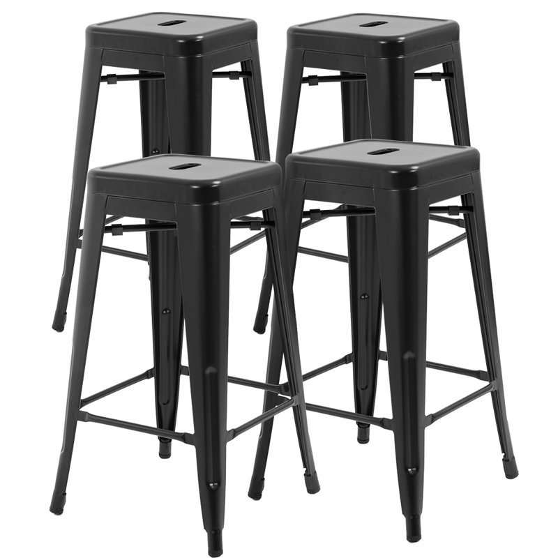 Joliet Counter Stool with Metal Frame, Black