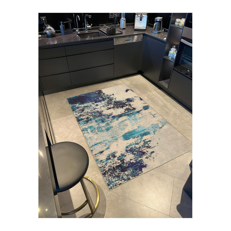 Tapis crème crème à motif tissé lavable à la machine, Tapis de couloir 3 pi 3 po x 6 pi 7 po inclus