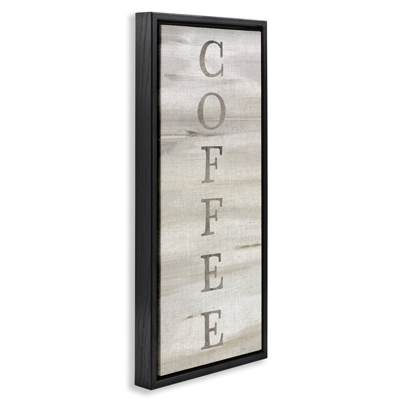 «Rustic Vertical Coffee», art mural encadré par Yass Naffas Designs, Cadre flottant noir de jais, H 31 po x l 14 po