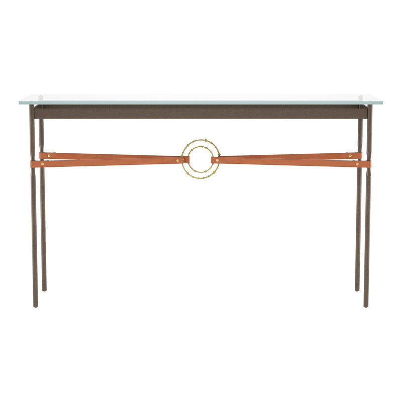 Console Equus, Bronze, Laiton moderne, Cuir brun britannique