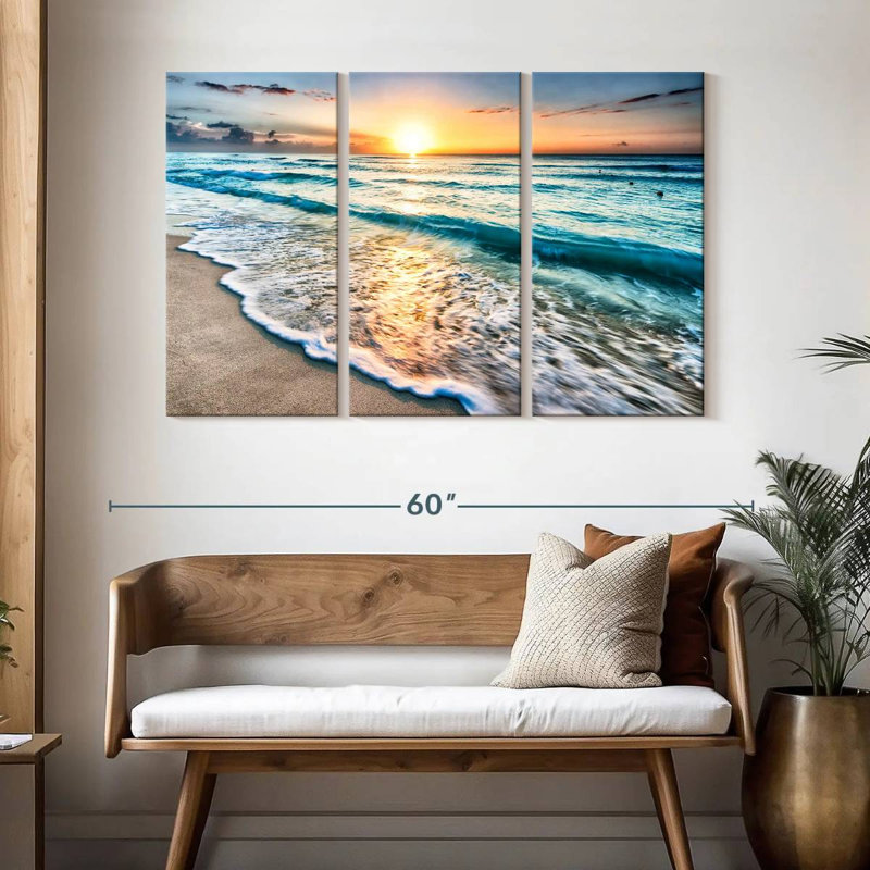 «Foamy Cancun Beach», reproduction d'art sur toile, H 32 po x l 50 po x P 1,25 po