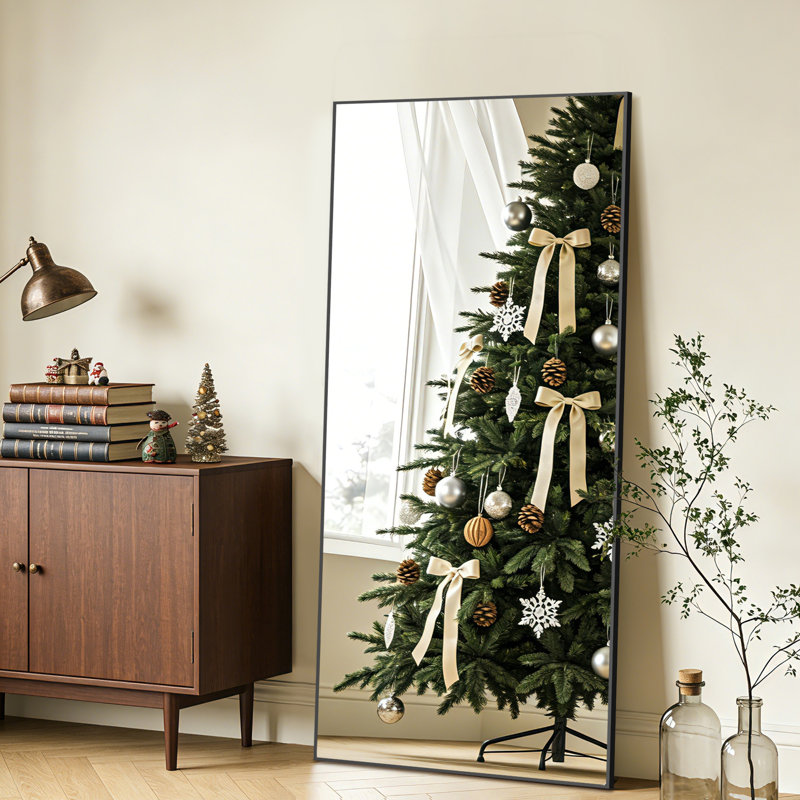 Extra Large Metal Framed Mirror, Floor Standing Full Length Mirror for Bedroom, Living Room or Home Gym, Matte Black