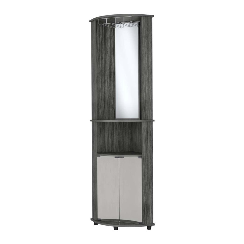 Concrete 3-Tier Shelf Bar Cabinet, Dark Gray