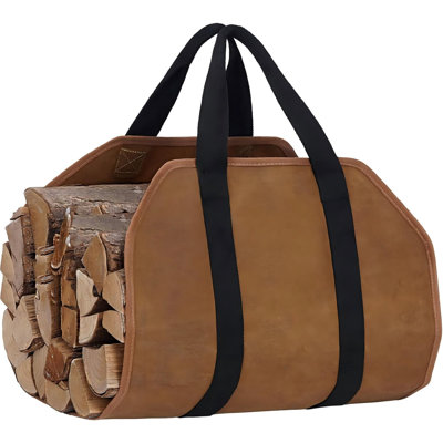 Porte-bûches pour foyer, sac de transport de bois de chauffage avec poignée, sac de transport de bois en toile, sac de rangement robuste pour bois de chauffage, sac de transport de bûches d'intérieur, accessoires pour poêle à bois (résistant à la rouille)