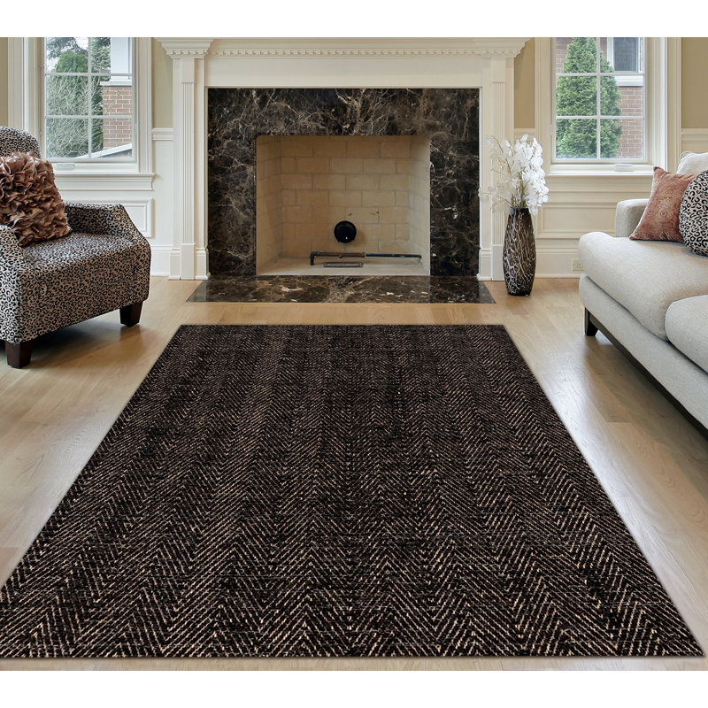 Tapis brun tissé à la main Engin, Rectangle 8 pi x 10 pi