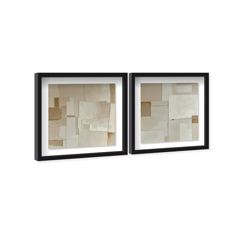 Vanilla Set Shadowbox Abstract Print by Oliver Gal, Black Frame, 12 x 12, 41.5"H x 41.5"W, Black Shadowbox