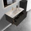 Meuble-lavabo flottant blanc - mural, lavabo 1 pièce (sans bonde / robinet), pré-assemblé