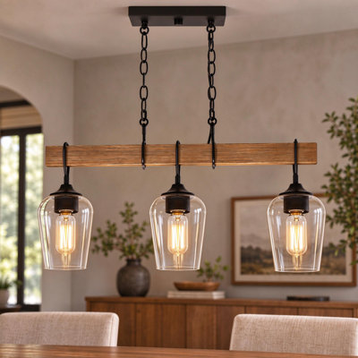 Luminaire suspendu linéaire à 3 lumières pour îlot de cuisine Gofried