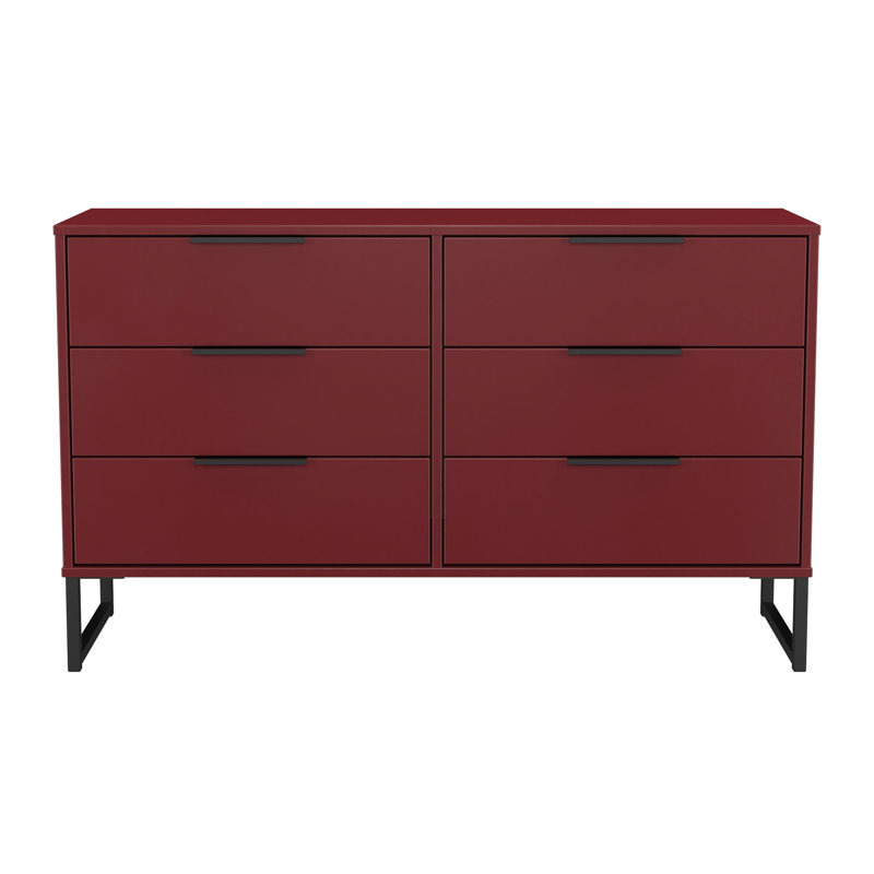Bisceglia 115cm W 6 - Drawer Chest of Drawers, Red