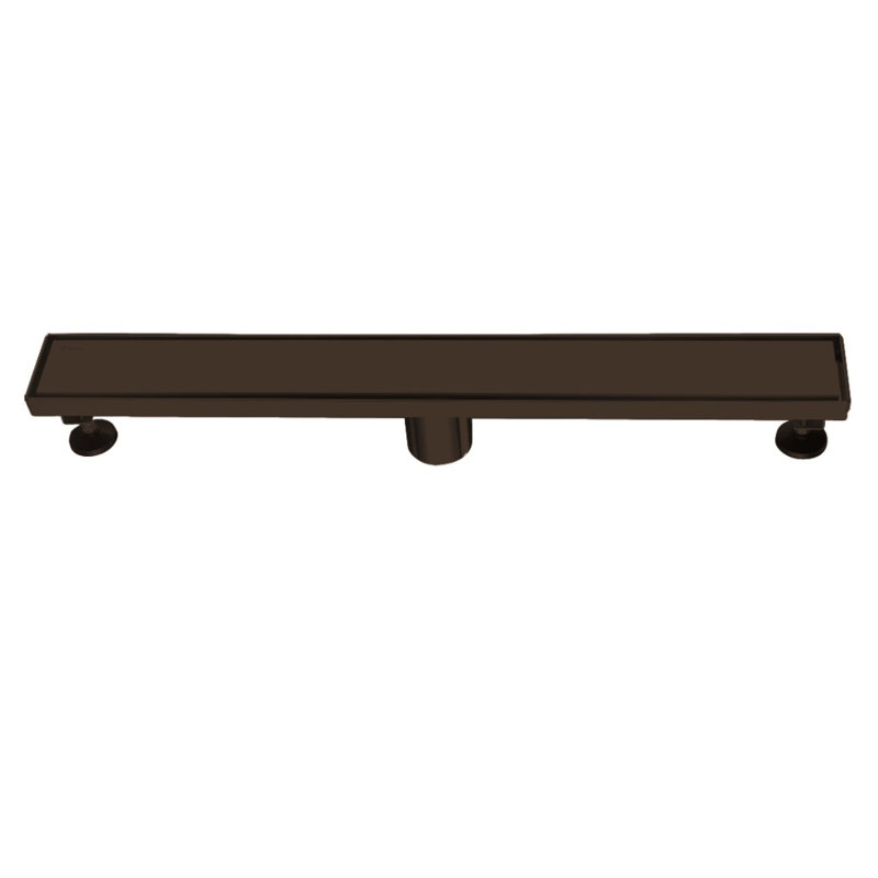 Volga River Series 24 Inch Long Stainless Steel Linear Floor Shower Drain Matte Black