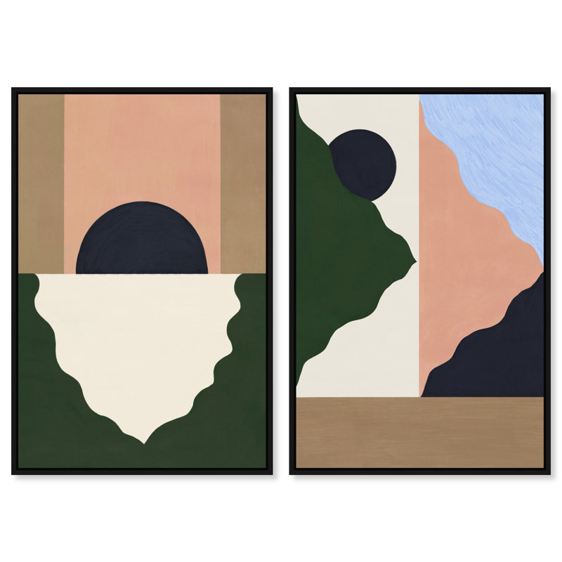 Pealing Abstracts Set Set by Oliver Gal, 21"H x 31"W, Black Floater Frame