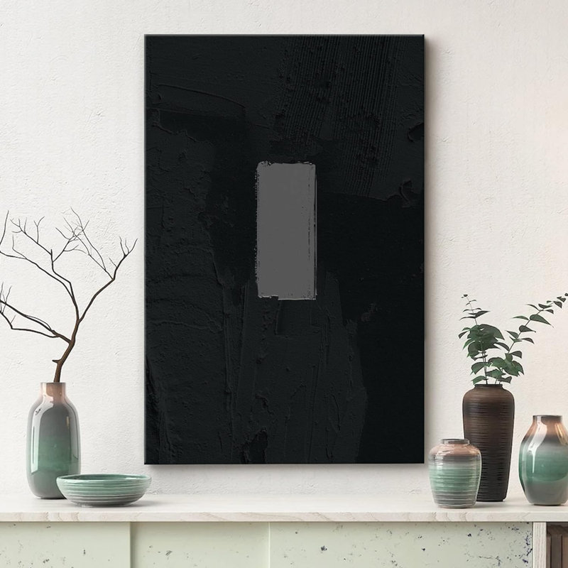 Décoration murale nordique contemporaine minimaliste minimaliste géométrique noire, Toile tendue
