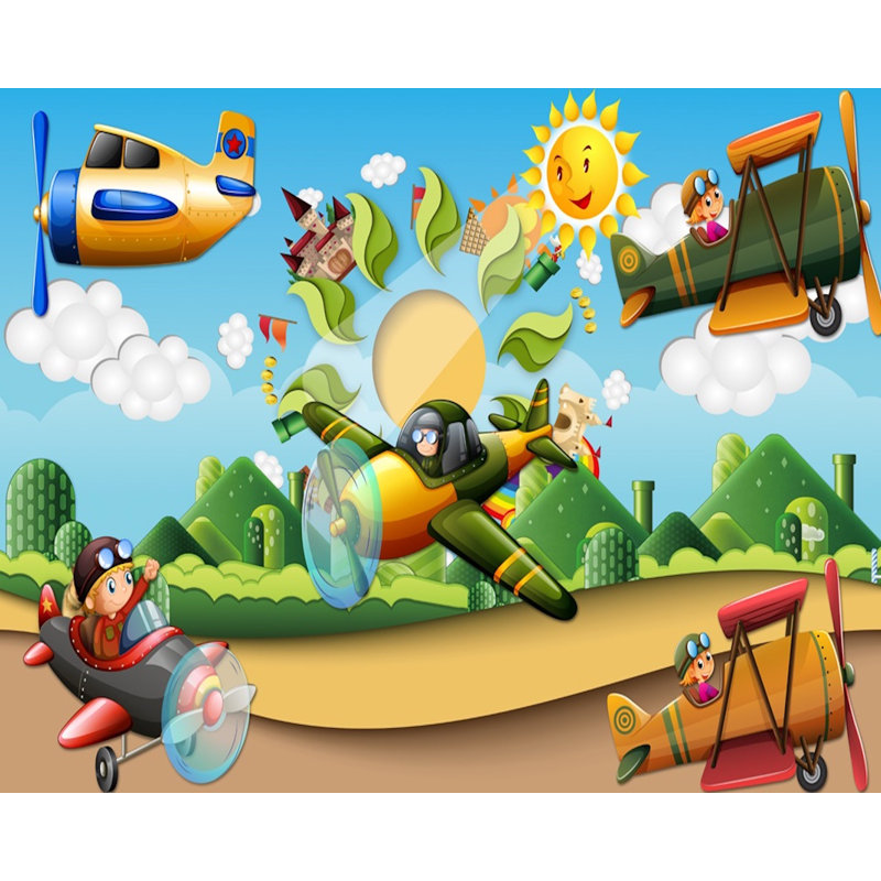 Adhésif mural 3D héliport d'enfant, l 35 po x L 55 po