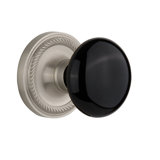 Rope Rosette with Black Porcelain Door Knob