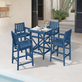 Ensemble de 5 chaises de bar Adirondack, table et chaises de hauteur pour bar en PEHD, ensemble de tabourets de bar haut Adirondack, ensemble de tables de bar en PEHD pour la piscine, le balcon et le jardin