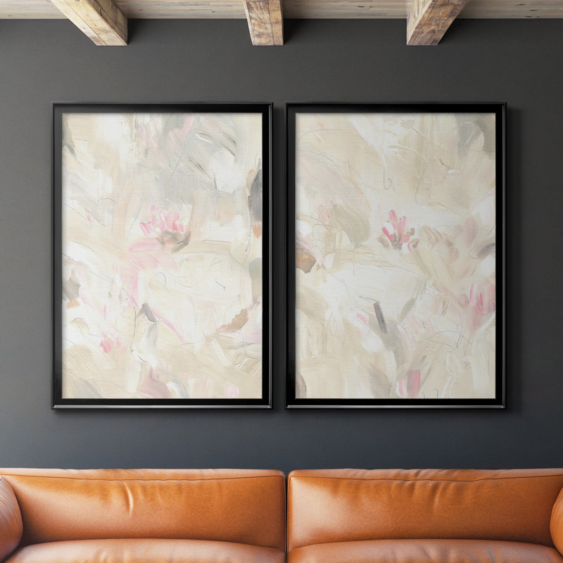 «Soft Abstraction I», toile encadrée de qualité supérieure - prête à être accrochée, H 42,5 po x l 61 po, Noir