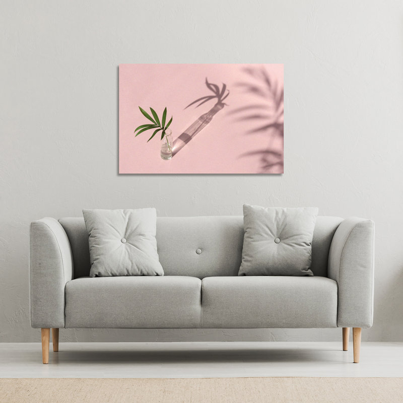 Botanical Leaf On Pink by Andrew Lee - Wrapped Canvas Print, 31cm H x 46cm W x 4cm D