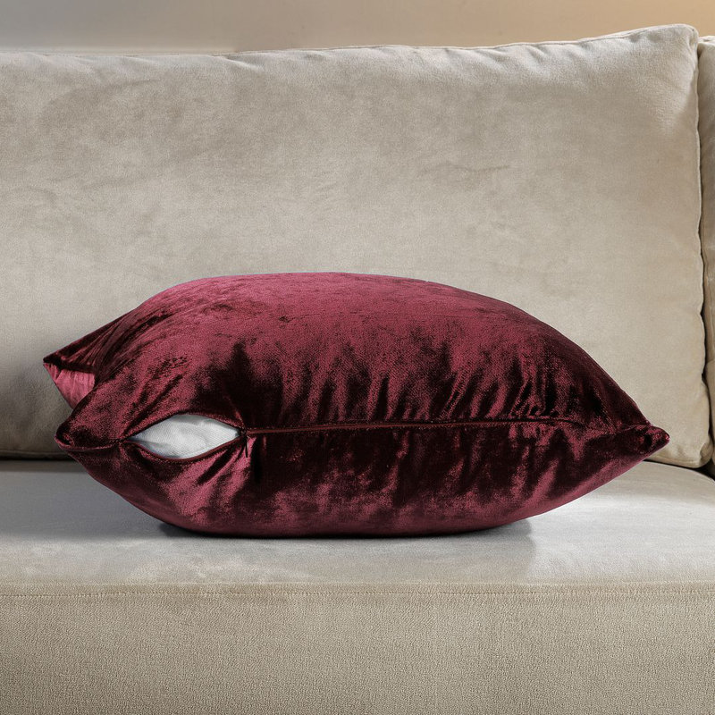 Housse de coussin en velours brillant, Acajou, Square 14"