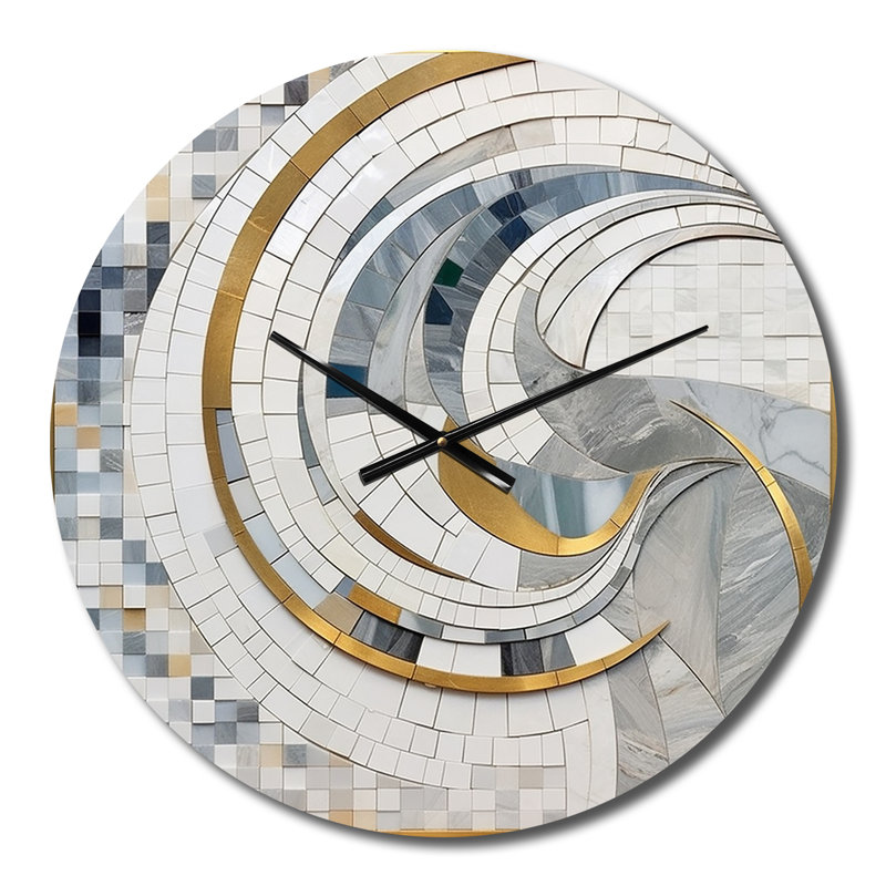 Horloge murale grise et jaune en métal II, Moyenne