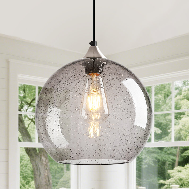 Aarunya 1 - Light Single Pendant Kitchen Island Lighting Globe Pendant Light Fixtures Modern Pendant Lighting, Gray