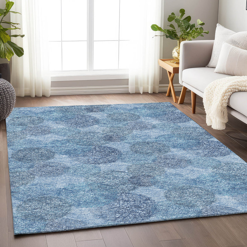 Tapis en denim de qualité supérieure lavable à la machine Prisco, Rectangle 5 pi x 7 pi 6 po