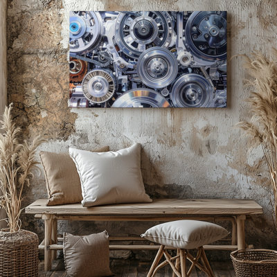 Canvas Wall Art Intricate Mechanical Gears High Detail Industrial Engineering Art Wall Ready To Hang Gallery Wrapped Home Decor Decor
