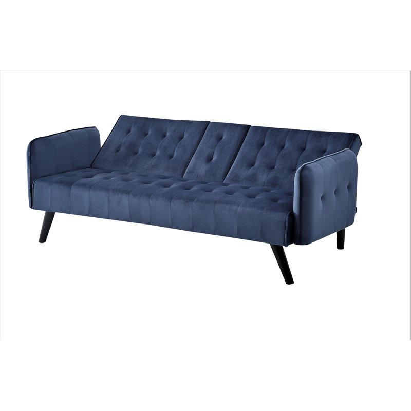 Koga 72'' Velvet Convertible Sofa, Navy Velvet