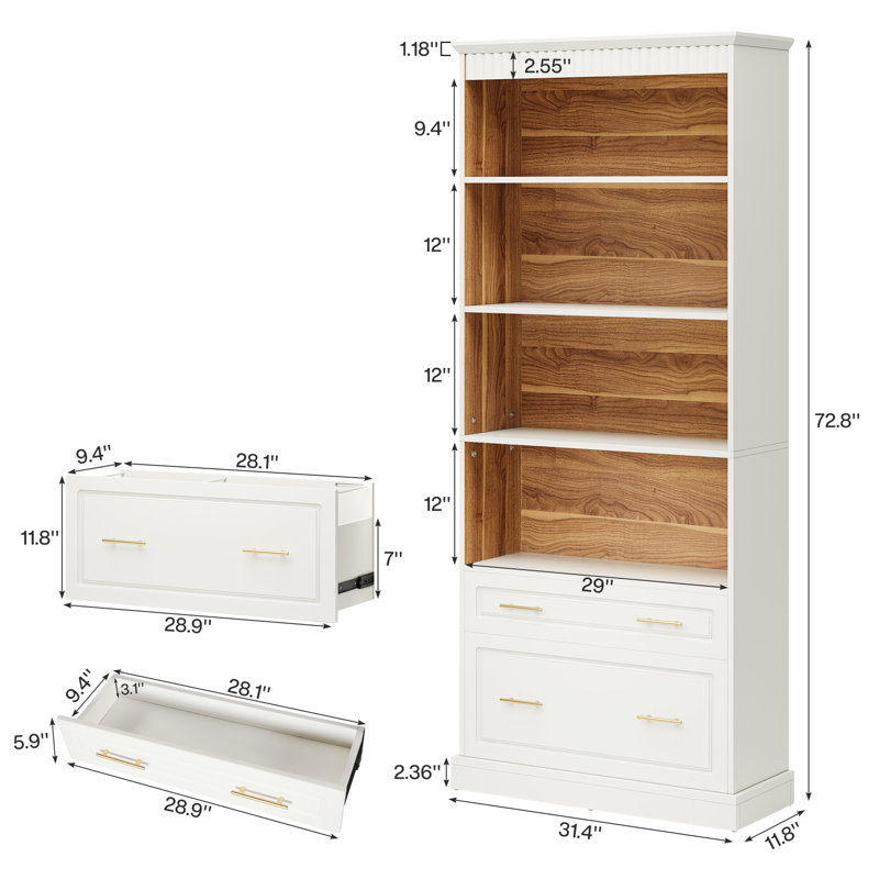 2-Drawer File Cabinet with Shelves