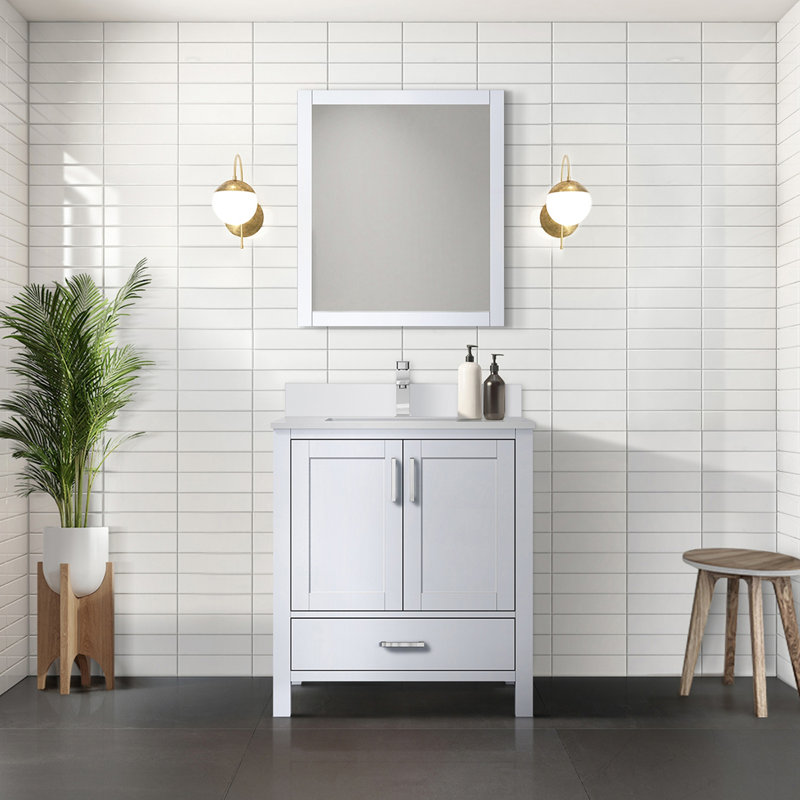 Meuble-lavabo avec plateau en marbre de culture, Blanc