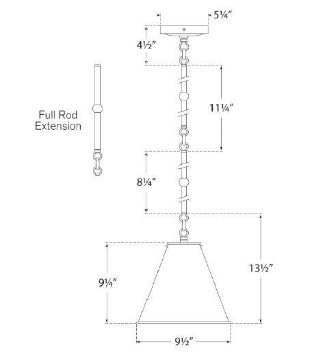 Thomas O'Brien Goodman Small Hanging Light, Antique Nickel, Fabric, 10.25" H x 9.5" W x 9.5" D