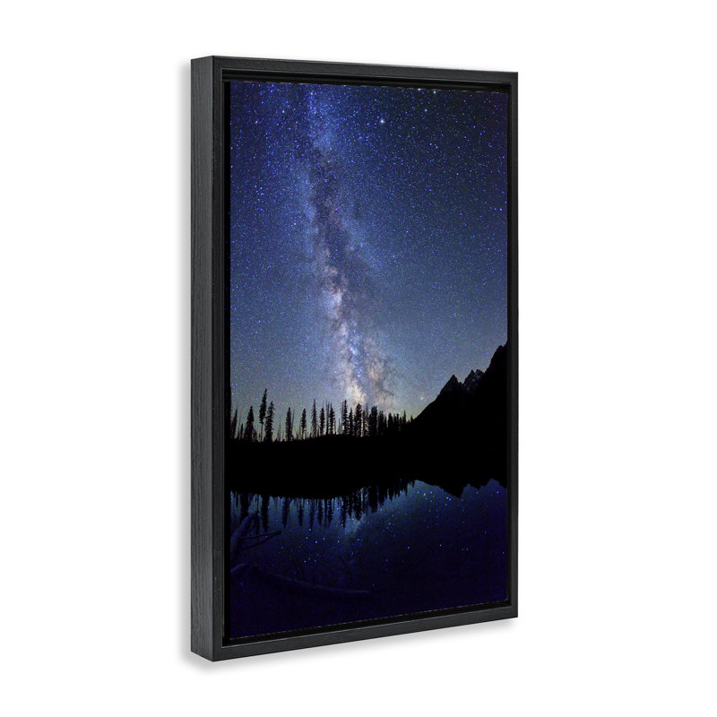 Nebula Reflection in Lake Floating Frame, design par Royce Bair, H 25 po x l 17 po, Cadre flottant noir de jais