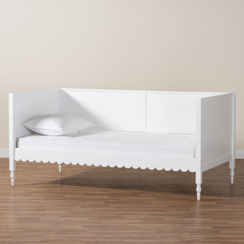 Baxton Studio Roni Modern White Wood Twin Daybed With Scalloped Edges