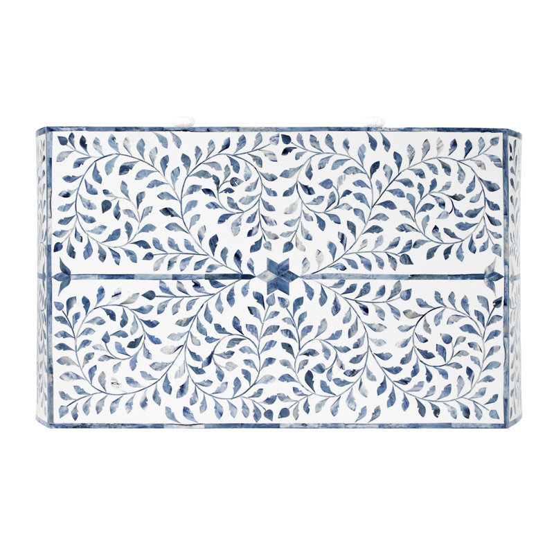 Trubadur Blue And White Bone Inlay 3 Drawer Chest
