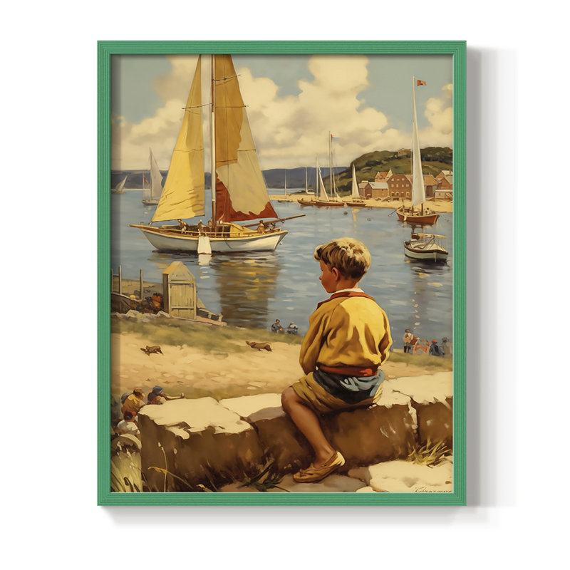 NAUTICAL Series DCIII Framed Print - Solid Wood, Green, 15" H x 12" W