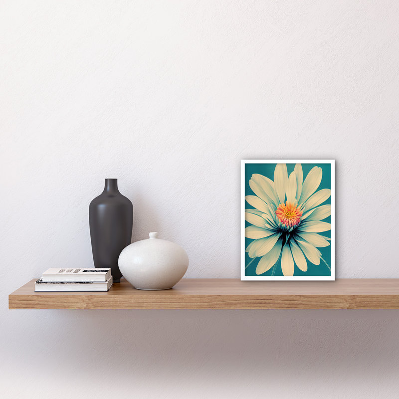 Chrysanthemum Floral Bloom Macro Flower 1 Piece Wall Art, 25.9cm H x 20.6cm W, White Framed Paper