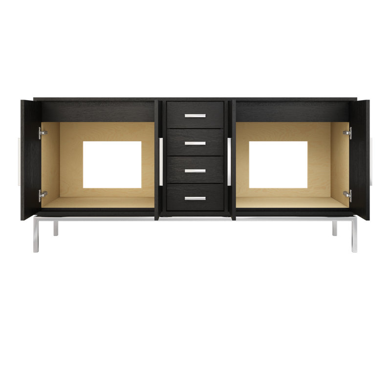 Rift White Oak Double Bath Vanity, 72", Classic Black, Polished Chrome