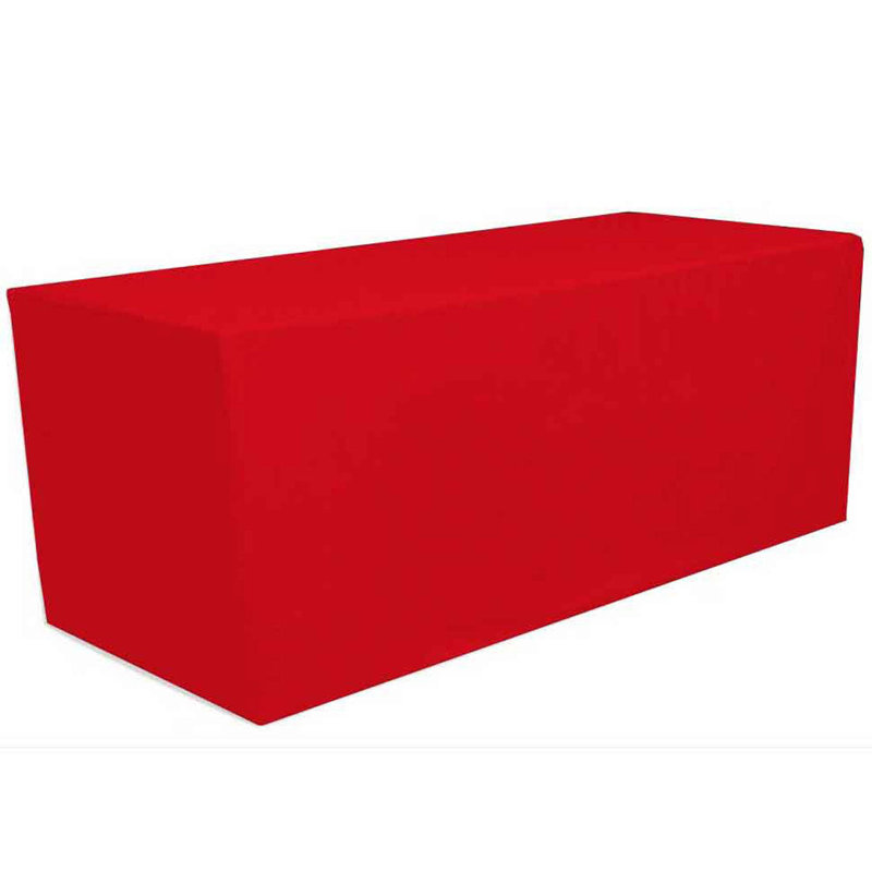 4Ft, 6Ft, 8Ft Fitted Tablecloth Polyester Rectangular Table Cover For Dining Wedding Banquet Party, Red, 72" x 30"