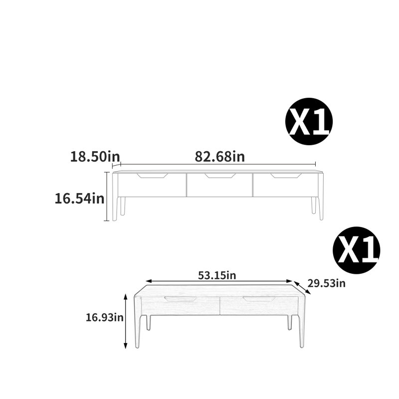 Simple TV stand and coffee table combination