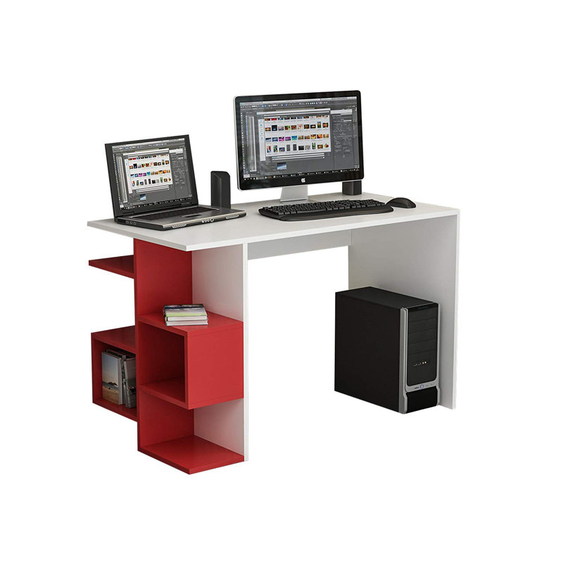 Louvenia Solid Wood Base, White/Red