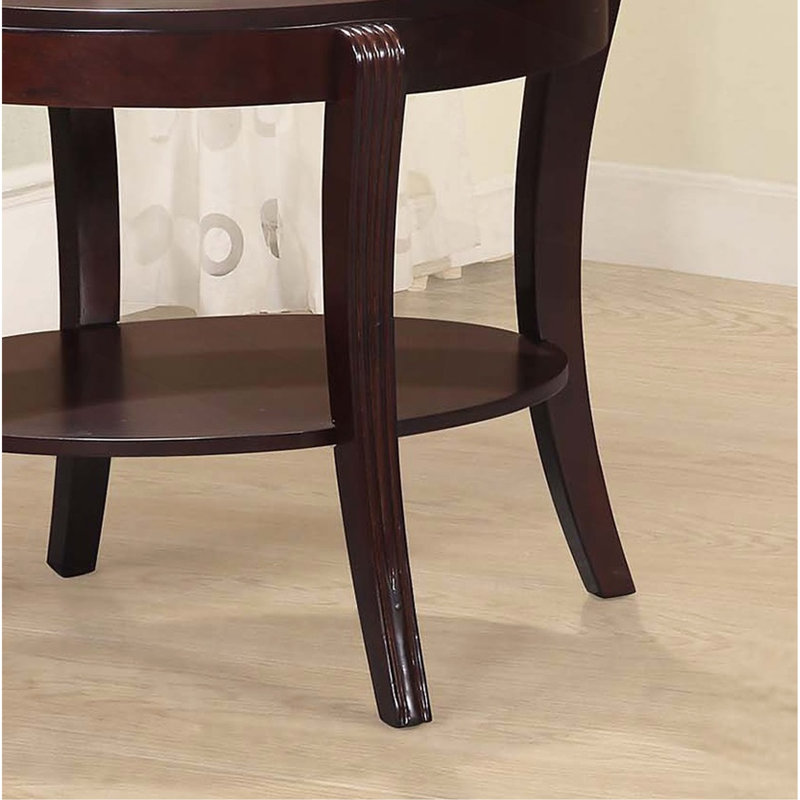 Table de bout espresso / cerisier foncé avec plateau de rangement traditionnel en verre trempé de 5 mm et dessous de table