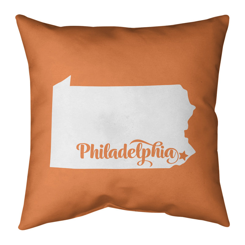 Housse de coussin carré en lin, Philadelphie, 26 po x 26 po, Orange