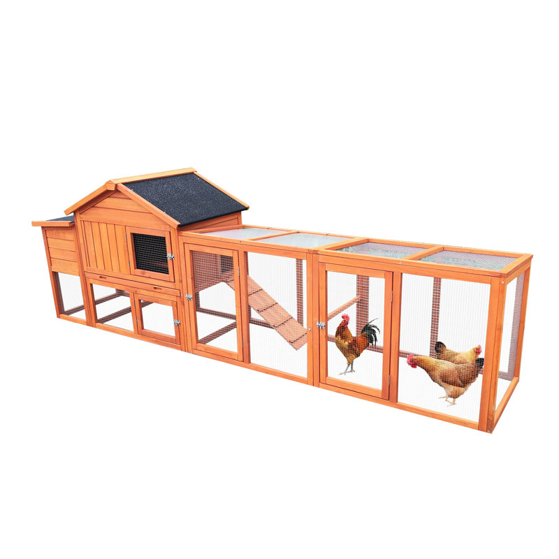 Spacious And Durable 111.5" Wooden Chicken Coop With Nesting Box