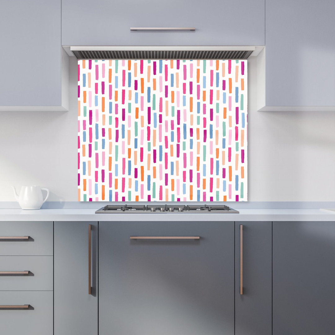 Vertical Abstract Brush Pattern Premium Glass Kitchen Splashback W600mm x H750mm