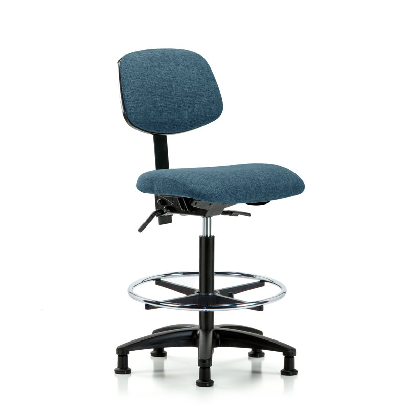 Sydni Drafting Chair, Blue, Glides, Included
