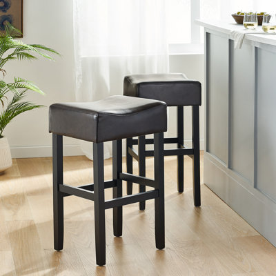 Ensemble de tabourets de bar en cuir reconstitué sans dossier, idéal pour les bars, les comptoirs de cuisine et les tables hautes, offrant confort et style