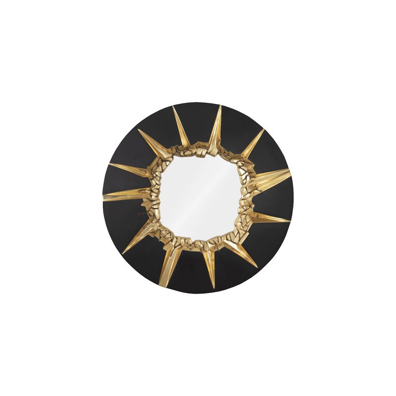 Circular Cracked Mirror, Black & Gold