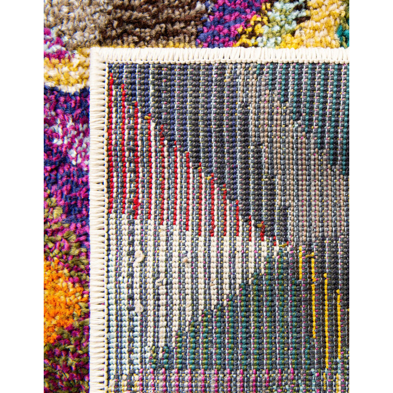 Jesusa Washable Geometric Indoor Rug, Round 8'