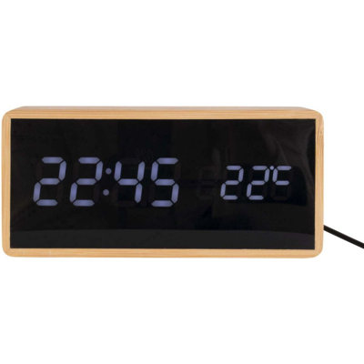 Bohemian Digital Bamboo Solid Wood Mechanical Alarm Tabletop Clock in Brown