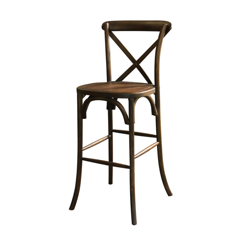 Antique Elmwood Natural Seat 30'' Square Bar Stool